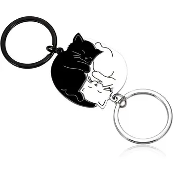 Couple Gift Keychain Cute Valentine's Day Gift for Girlfriend Boyfriend Him Her Cat Lover Husband Wife Fiancée Cat Matching Gift