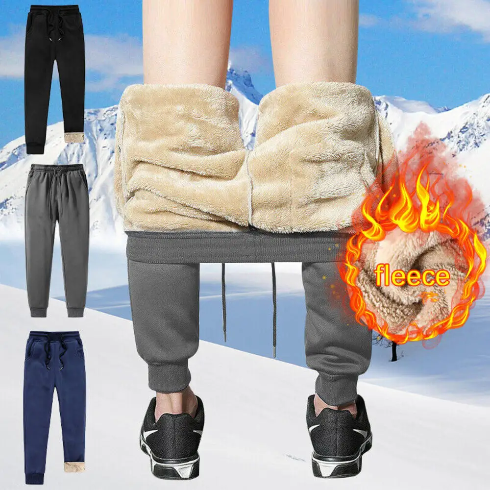 M-6XL Men Winter Fleece Lined Thick Thermal Trousers Athletic Joggers Loose  Casual Fitness Warm Pants 2023 New Fashion