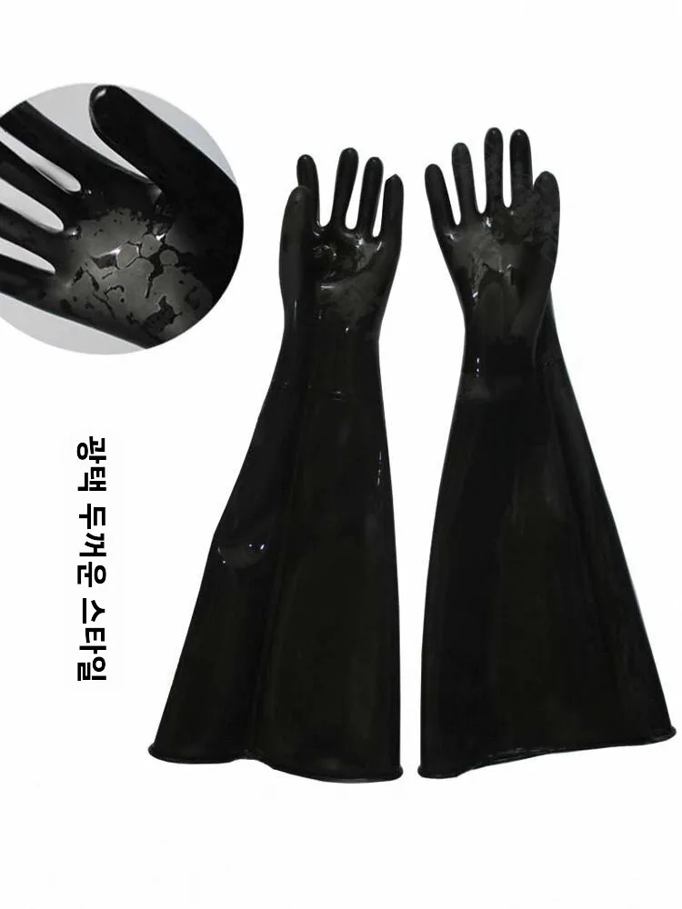 고압 샌드블라스팅 기계 특수 장갑 산업용 고무 두꺼운 내마모성 내산성 및 내알칼리성 왼손 샌드블라스팅 장갑