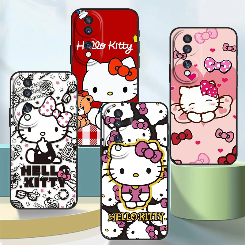 

HelloKitty Cartoon Cute For Honor 80 70 60 50 30 20 20 10 9 9X 9A 9C X8 Pro Plus Lite 4G 5G Soft Silicone Black Phone Case Cover