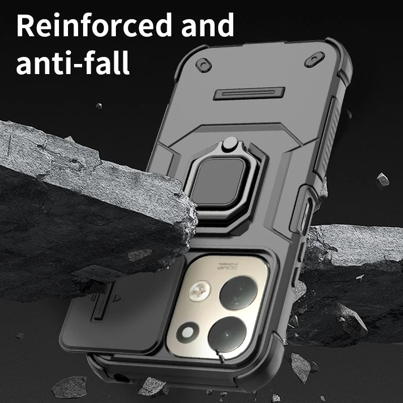 Armor Shockproof Case with Ring Stand and Magnetic Holder, Protective Cover