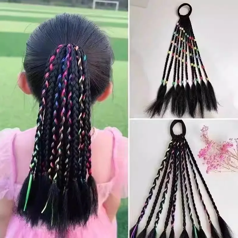 Synthetic Lovely Girls Braided Wigs Ponytail Extension Rubber Bands Hair Bands Headwear Kids Hair Accessories Hair Ornament