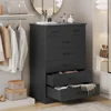 Black Dresser for Bedroom, Tall 7 Drawer Dresser with Sturdy Base, Wood Storage Tower Clothes Organizer, Large Storage Cabinet 6
