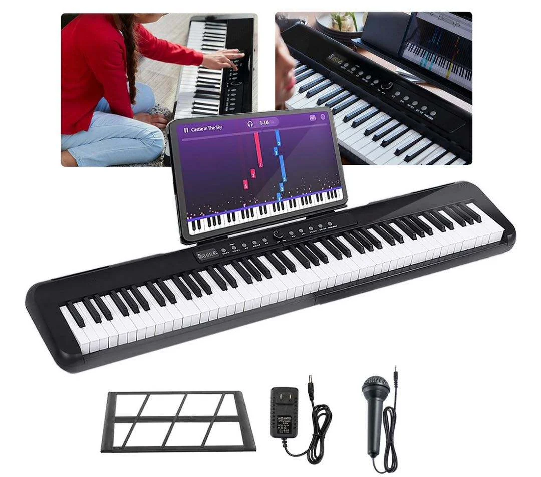 88 Keys Dual Keyboard Digital Electronic Organ Light Learning and Practice Instrument with Bluetooth Feature
