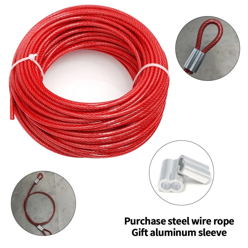 Plastic Coated Steel Wire Rope, 20 Meters Sold 304 Stainless Steel Coated Wires Ropes Steels