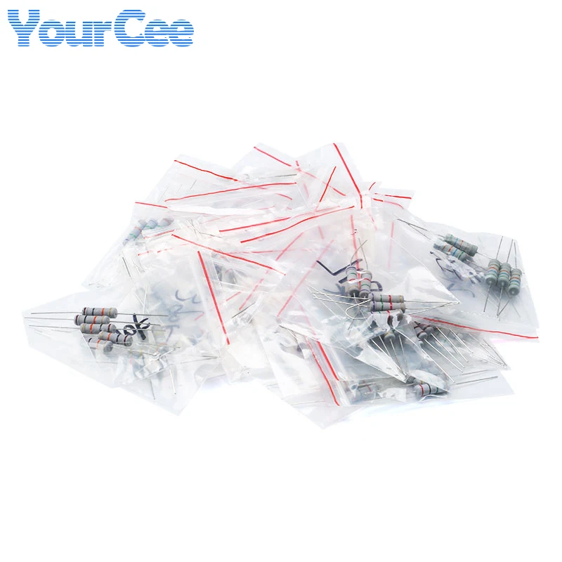 Carbon Film Resistor 75-300pcs Carbon Film Resistor 2W 0.1R-750R 1K-2M 1W 0.1-750R 1R-2M 3W 0.1-20R 27-750R ohm 5% Resistance Assorted Kit DIY