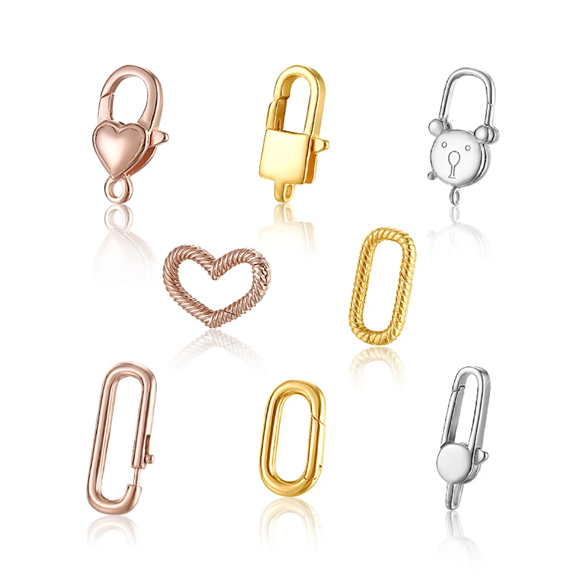 

1pc Bracelet Clasps Hooks End 925 Sterling Silver Rectangle Heart Clasps Connector for Necklace DIY Jewelry Making Supplies