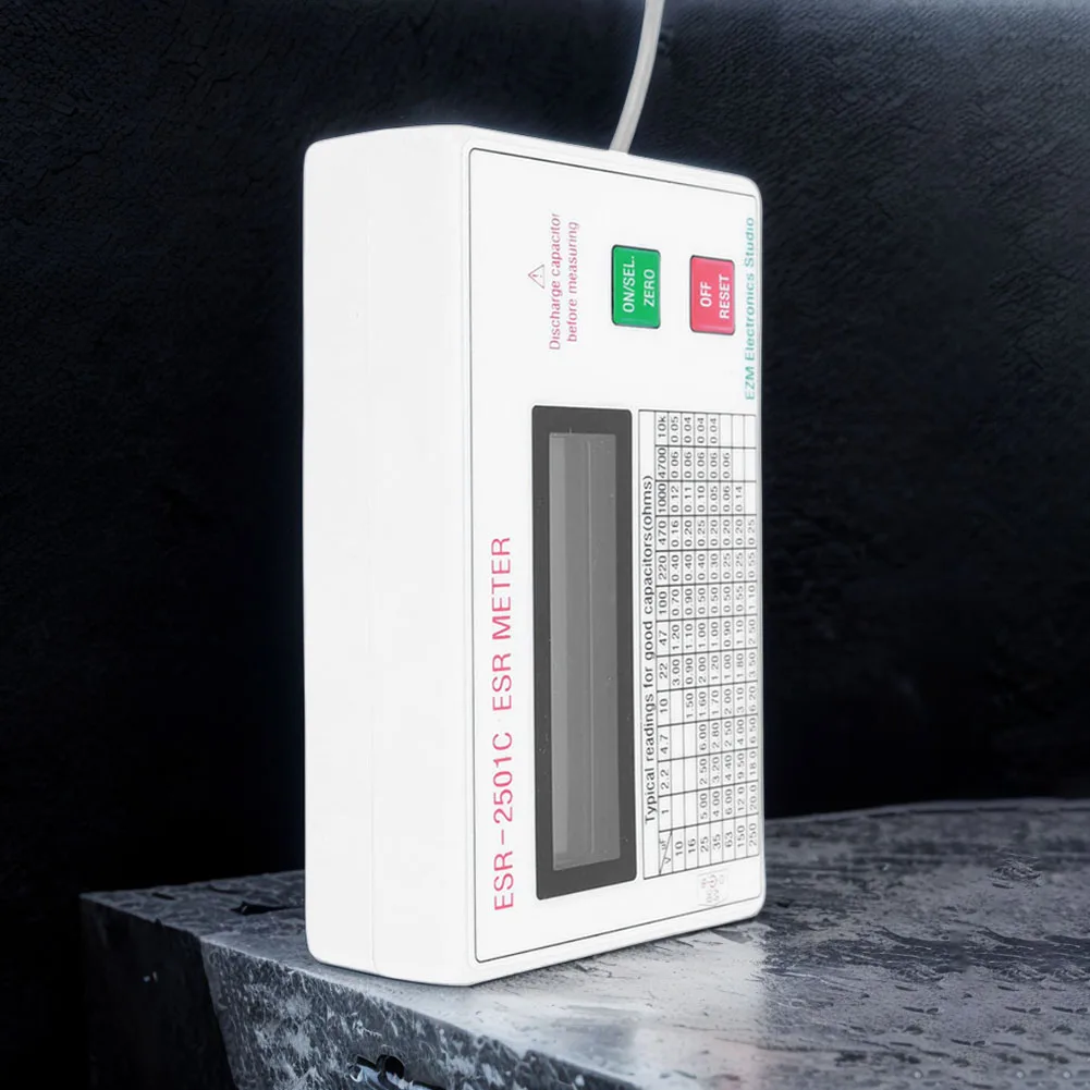 ESR Capacitor Tester Test In Circuit Capacitance Meter W/ Test Leads Clip Battery LCD Display ESR Meter Smart Shutdown 3