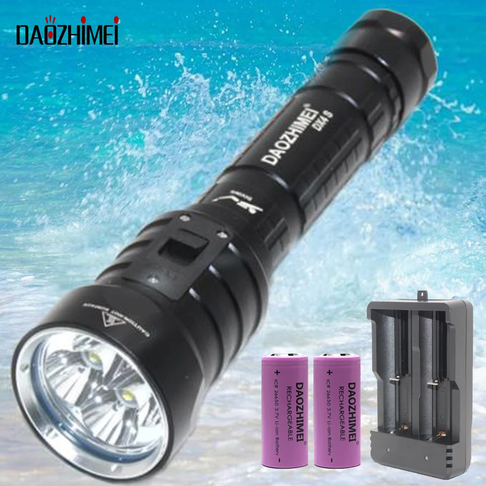 Waterproof IPX8 Professional Diver Light 4*XM-L2 LED Diving Flashlight Tactical Lanterna Underwater Waterproof Diving Light