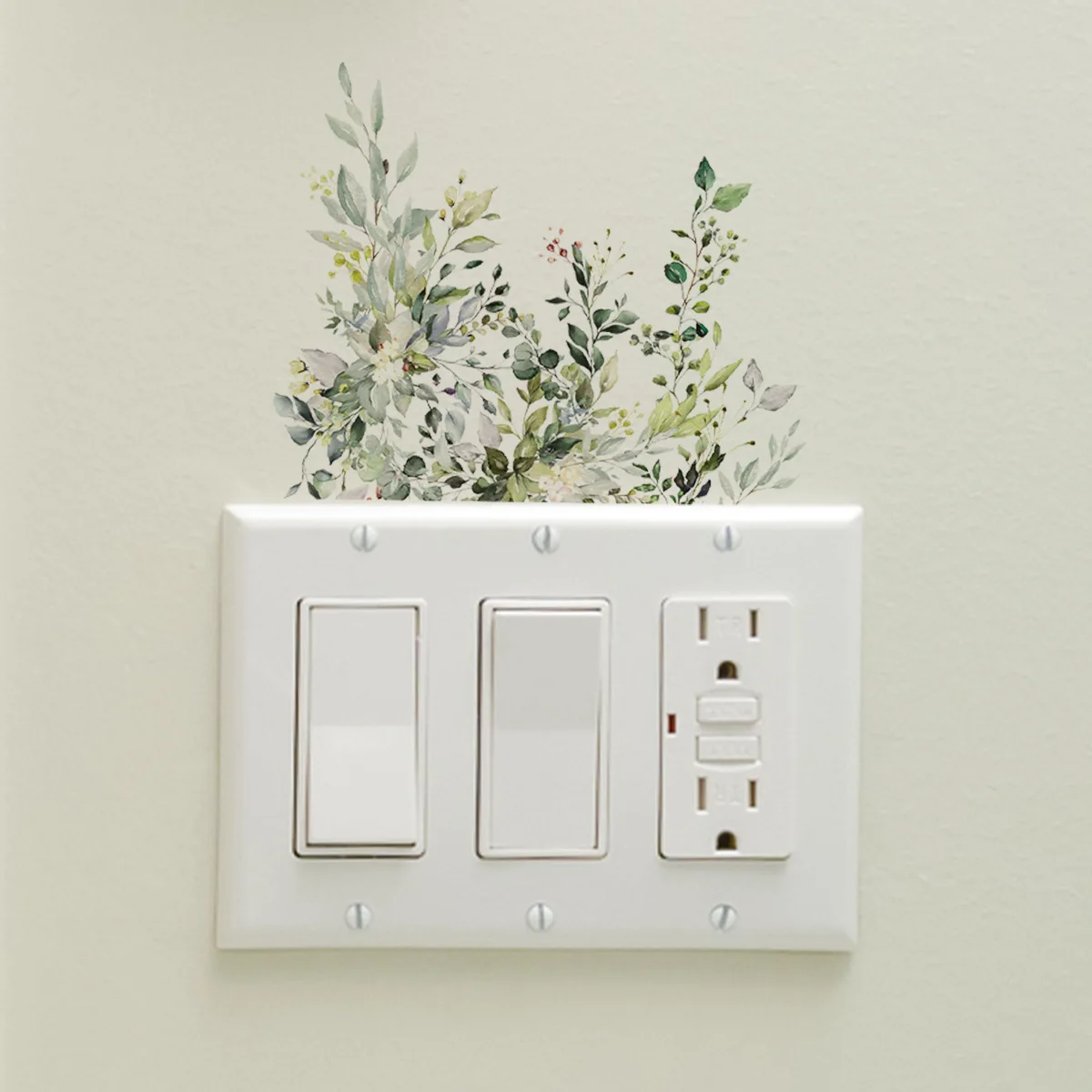 

New Flower Green Plant Switch Wall Stickers Bedroom Living Room Decorative Wall Stickers