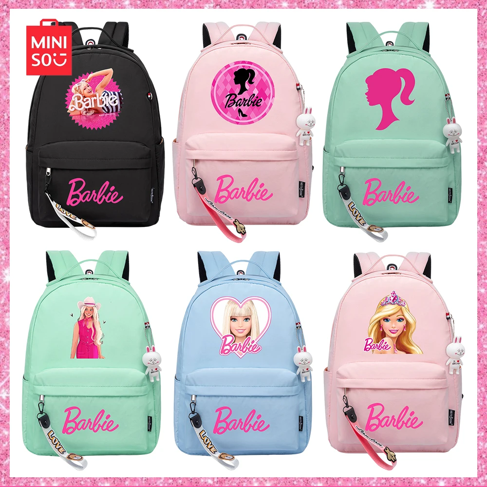 

Miniso аниме Барби принцесса мультфильм принт для подростков студентов Школьная Сумка Повседневный милый рюкзак на плечо модный портативный подарок