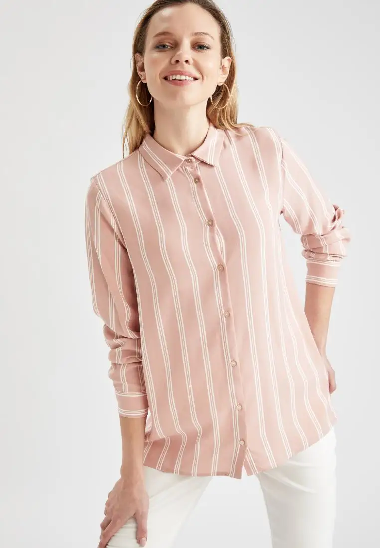 Defa-camisas tejidas a rayas para mujer, blusa informal a la moda, Season-T5532AZ21SP