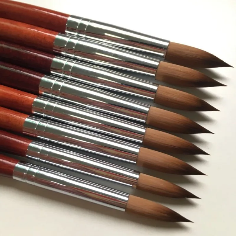 Big Size Round Sharp 1pcs 10#12#14#16#18#20#22#24 Kolinsky Sable Drawing Acrylic Nail Art Brush Red Wood Crystal Manicure Salon 2