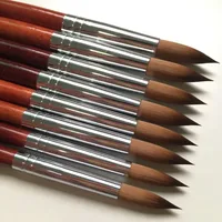Big Size Round Sharp 1pcs 10#12#14#16#18#20#22#24 Kolinsky Sable Drawing Acrylic Nail Art Brush Red Wood Crystal Manicure Salon 2