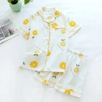 Japanese simple short pyjamas women 100% cotton short sleeves ladies pajama sets shorts Cute cartoon sleepwear women homewear - Image 2