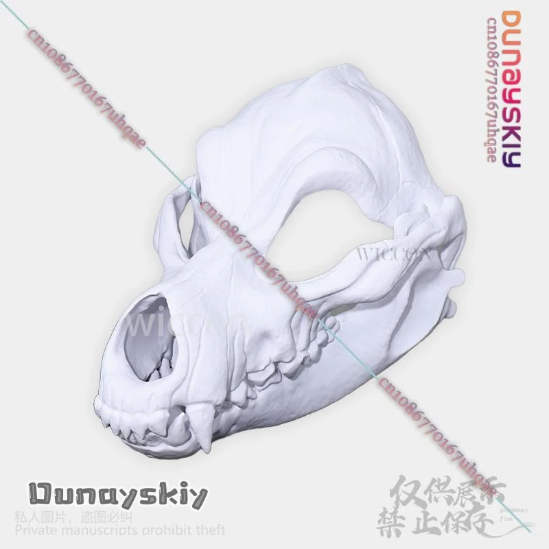 Animal Furry Cosplay Dog Skull Kigurumi Props Polylactic Acid Mask 3D Print Head Fursuit Halloween Christmas Party Customized