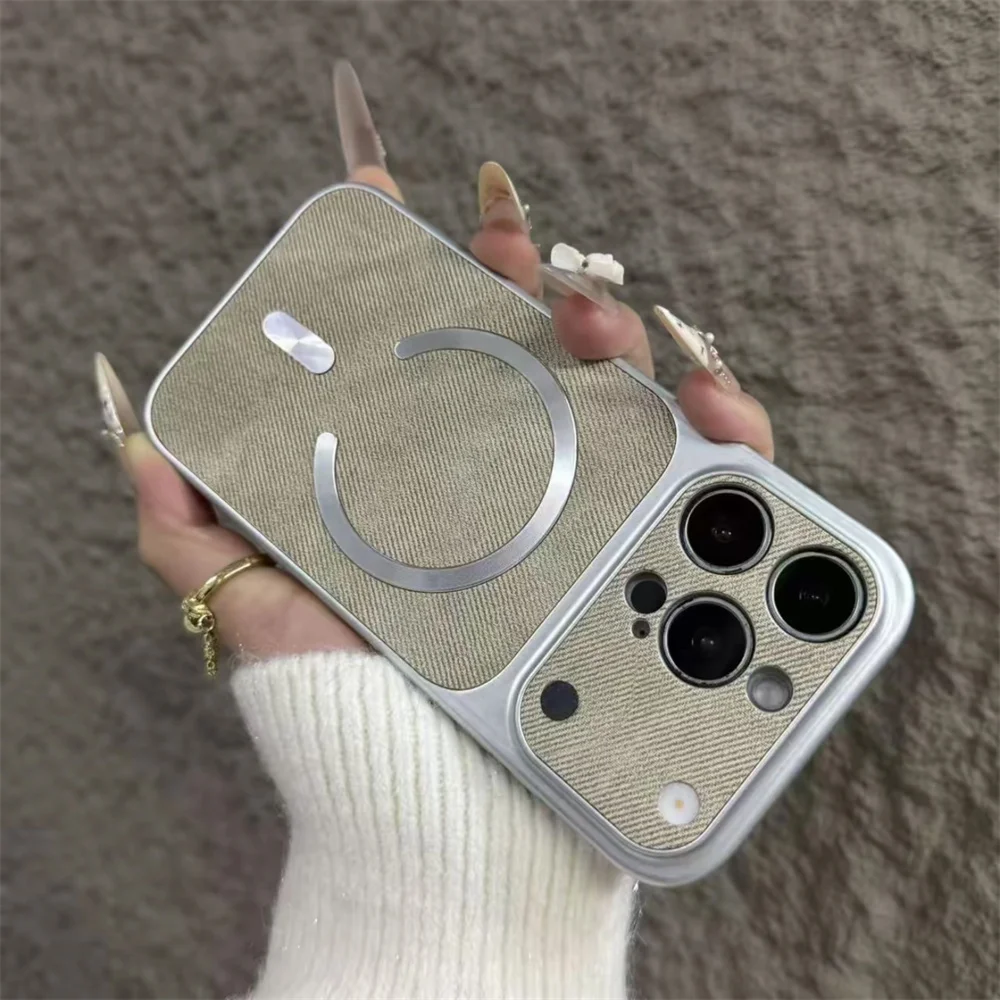 Luxury Denim Cotton Phone Case with Wireless Charging Compatibility