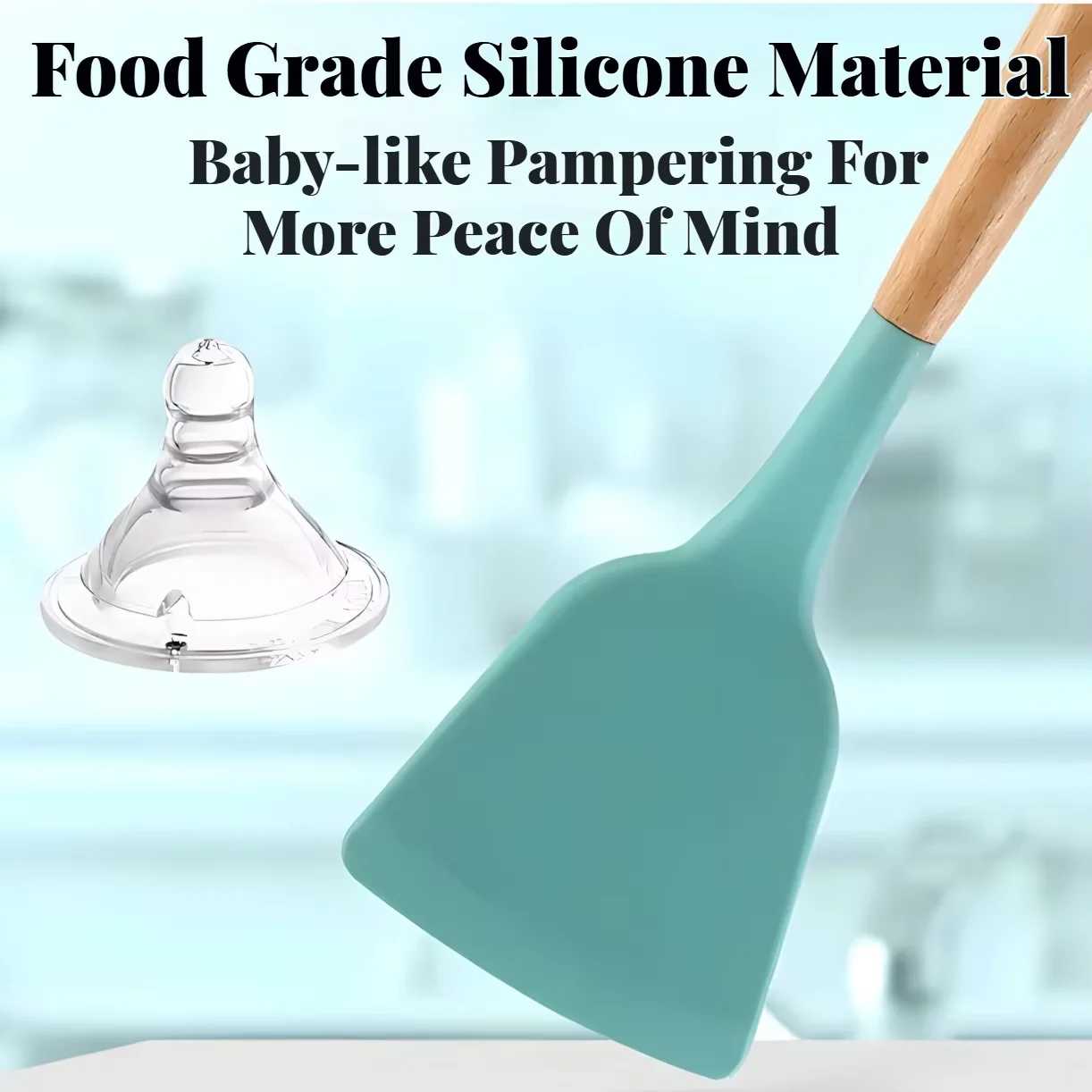 12Pcs Wooden Handle Silicone Kitchen Utensils Set High Temp Resistant Non-Stick Heatproof Storage Bucket Daily Cookiing kitchen utensils