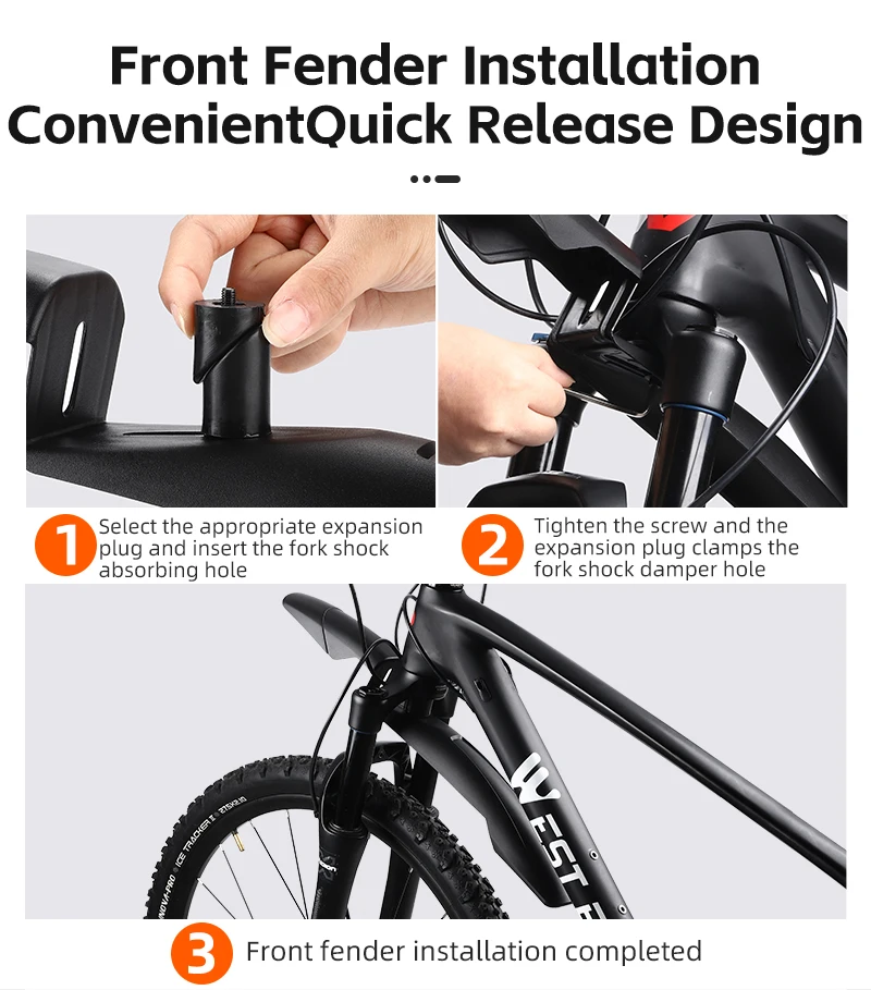 WEST RADFAHREN Erweitern Fahrrad Kotflügel Mountainbike Kotflügel Quick Release Für 26/27,5/29 Zoll MTB Radfahren Schutz fahrrad Zubehör – Detail 11
