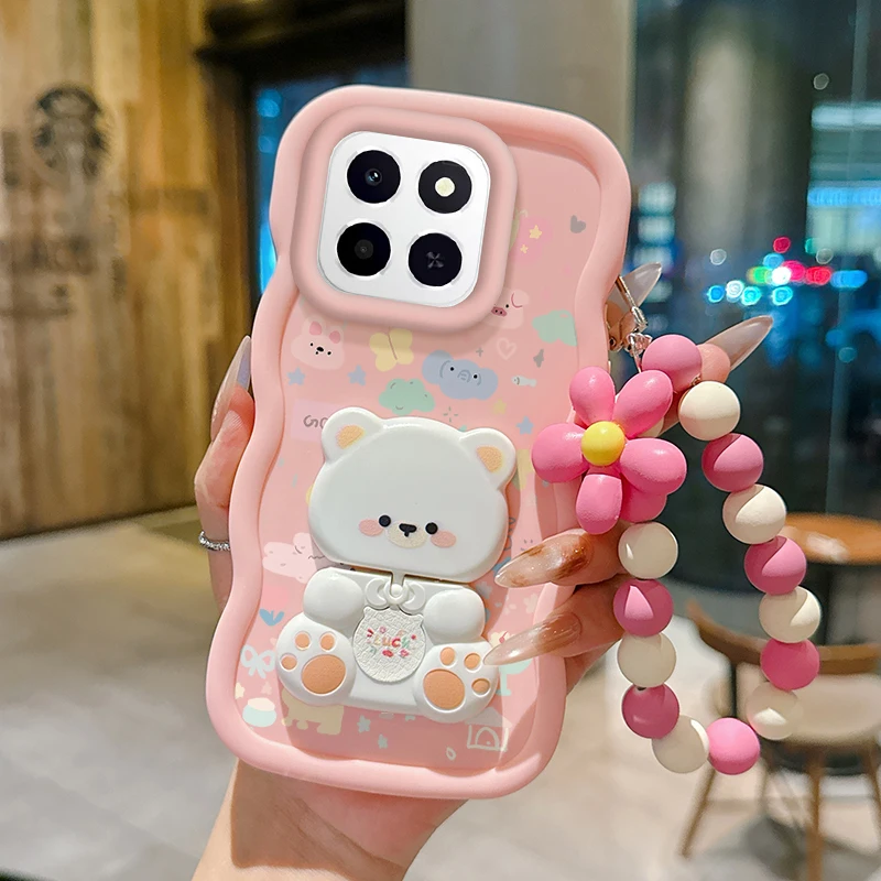 Silicone Cartoon Animal Wavy Phone Case with Lanyard