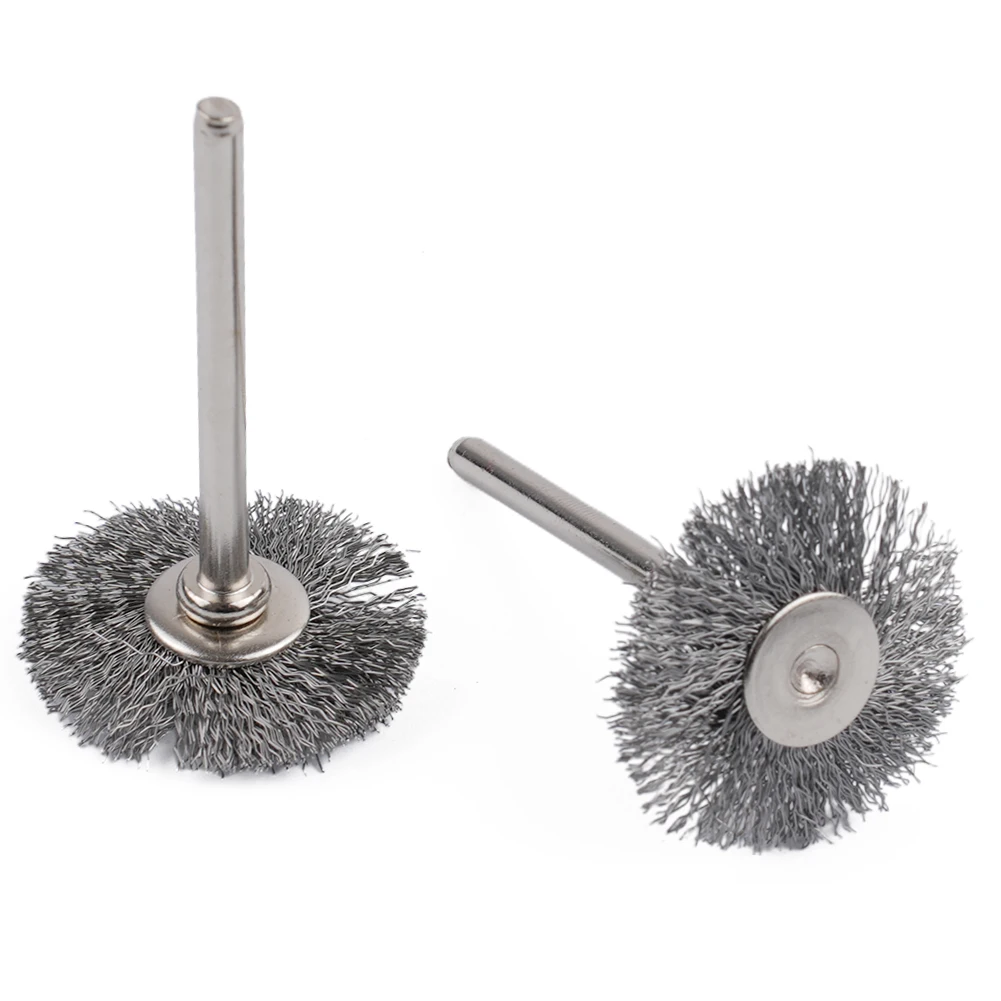 

Stainless Steel Brushes Wire Wheel 25mm Diameter 3.175mm Shank Polish Brushes Rotary Tool T-shaped Small Brush