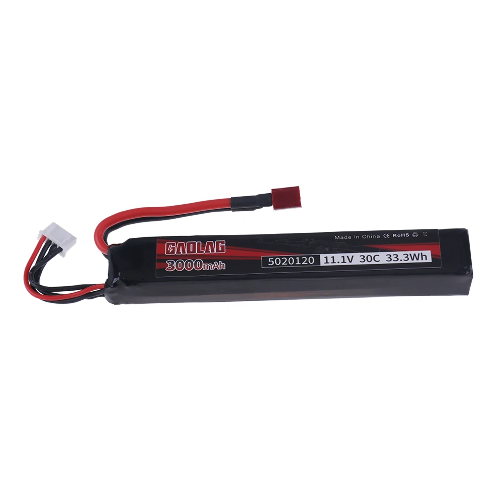 Batterie Drone 11.1V 3000mAh LiPo avec câble et connecteur XT60, sur fond neutre