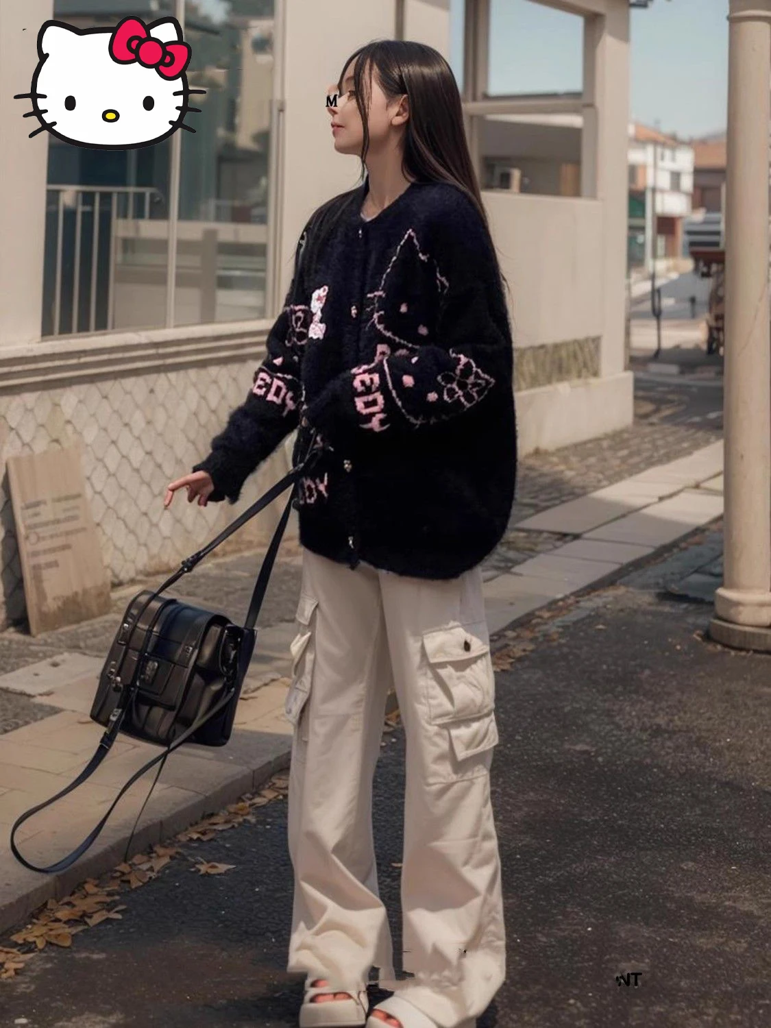

Kawaii Sanrio Hellokitty Anime Kawaii New Cute Sweet Casual and Comfortable Jacket Versatile and Popular Plush Knitted Jacket