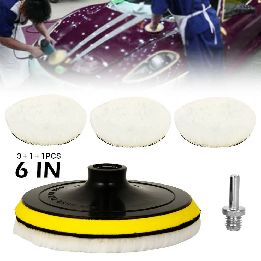 

5Pcs Car Polishing Pad Set Wool Buffing Wheel Tool 6 inch Drill Polish Disc Kit for Car Polisher Auto Paint Waxing Care
