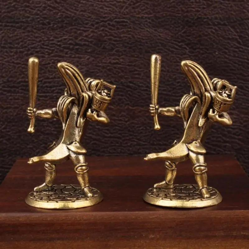 Brass Anime Banana Guitar Player Figurine Vintage Handmade Brass Samurai Banana For Man Statues Home Office Collectible Decor