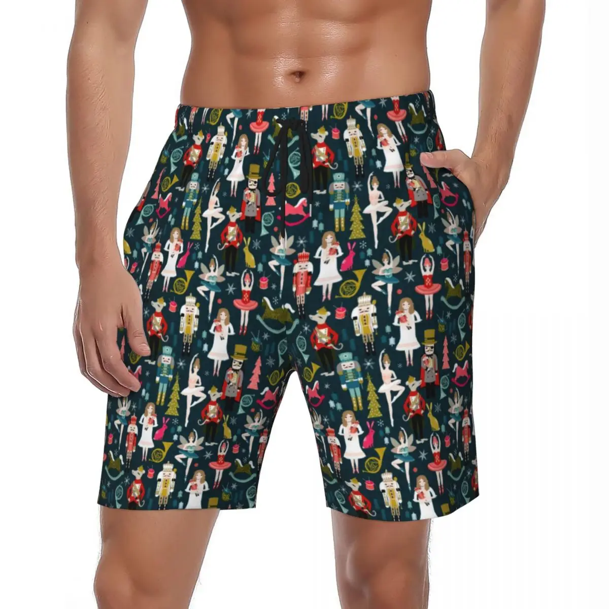 

Male Board Shorts Nutcracker Ballet Fashion Swimming Trunks Cute Soldier Print Sportswear Hot Sale Plus Size Board Short Pants