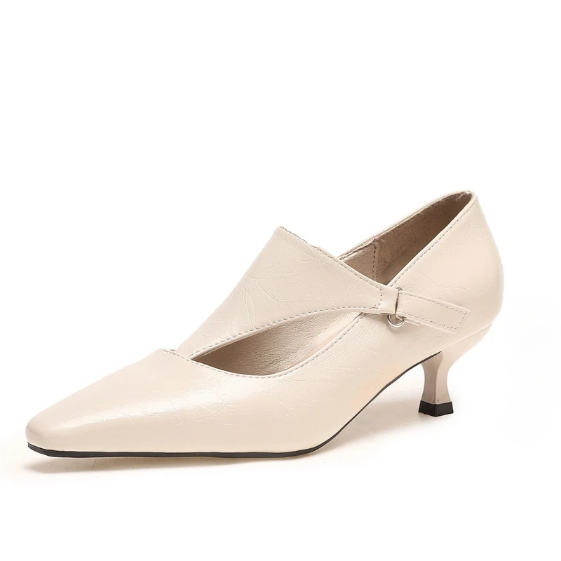 Elegant Design Pointed End Baotou Thin Heel Buckle Outdoor Summer New Shallow Mouth Soft Sole High-heeled Sandals