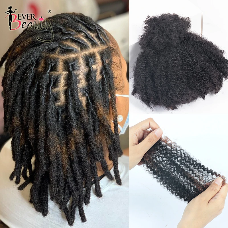 Afro Kinky Curly Locks Hair Extensions 4B4C Human Hair Bulk Microlocs Braiding Double Drawn For Braiding Box Crochet Braids