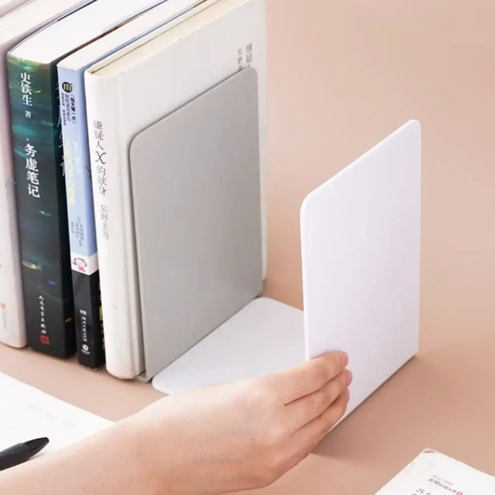 Modern L-Shaped Desk Organizer: Minimalist Durable Bookends and Display Rack