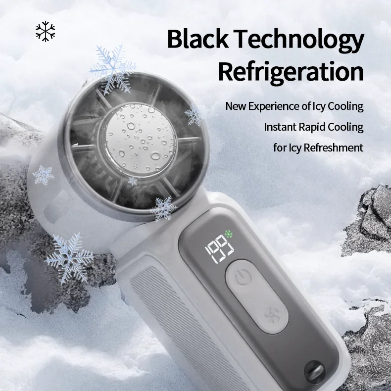 Super Mini Rechargeable Handheld Cooling Powerful Wind Ultra-Quiet Ice Touch Fan Digital Display With Mirror_voghion.com