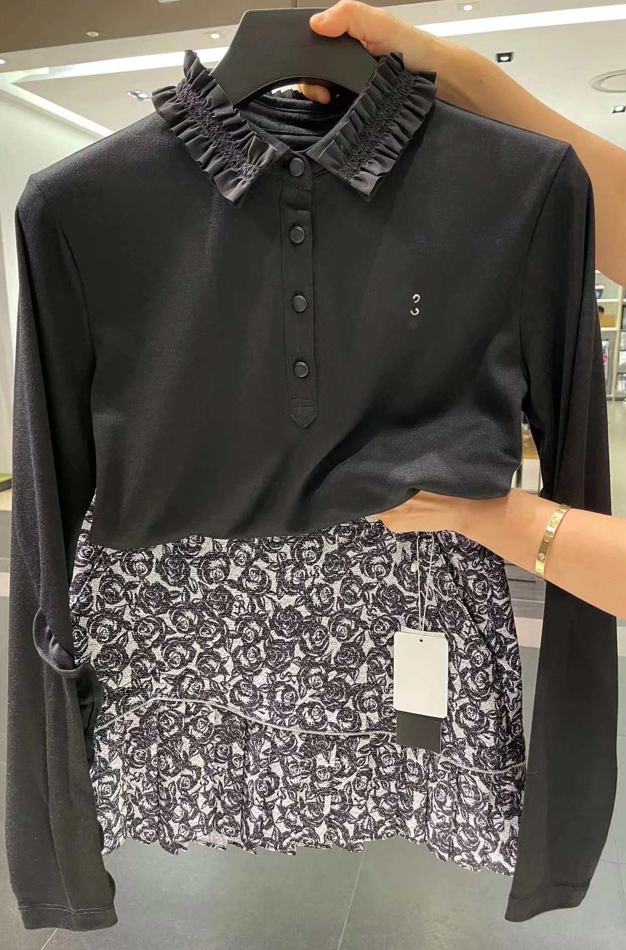 Sale spring autumn ribbon long sleeves golf shirt for women cute elegant ladies casual wear stretch apparel clothes