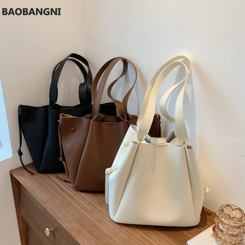 

PU Leather Large Capacity Bucket Bag Designer Messenger Shoulder Bag Women's Fashion Trend Wallet Simple