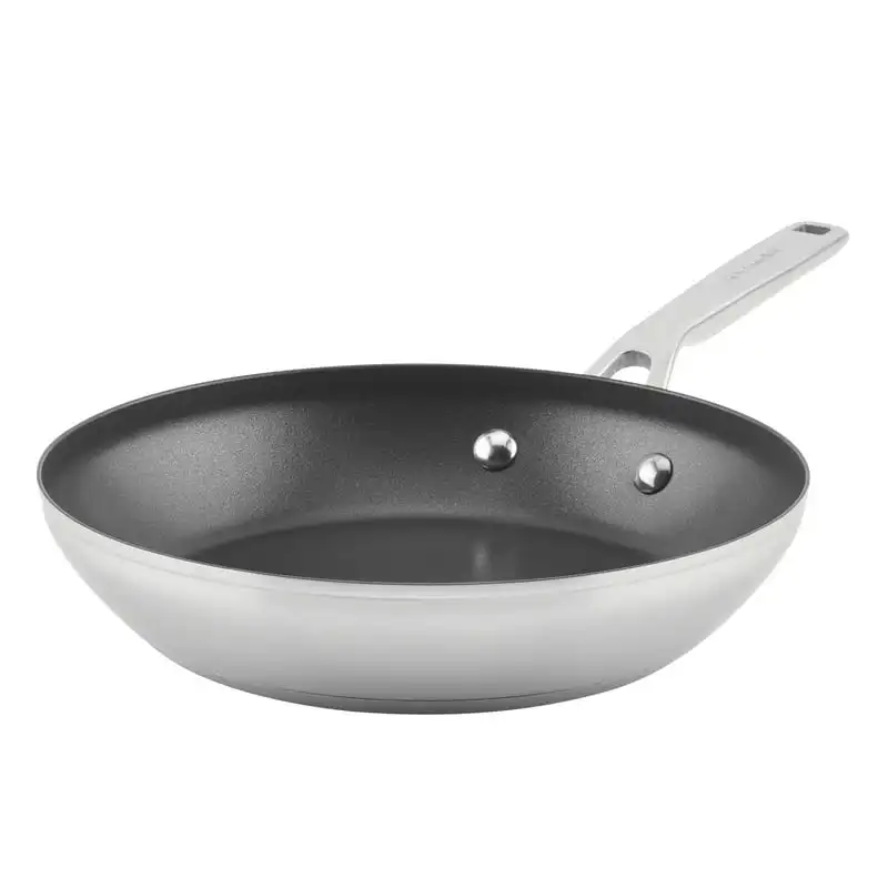 

Base Stainless Steel Nonstick Induction Frying Pan, 9.5 inch, Brushed Stainless Steel