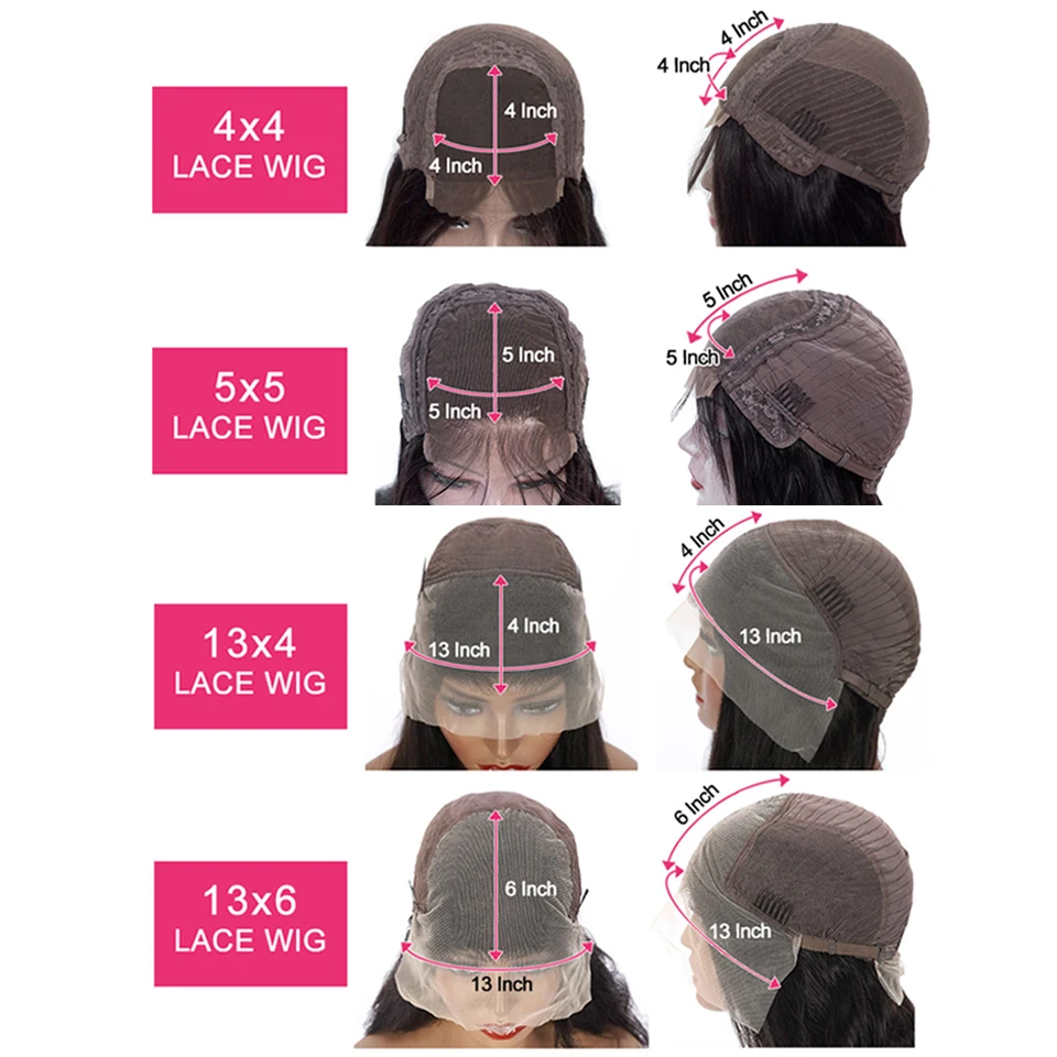 Straight 180 Density 13x4/13x6 Lace Front Human Hair Wigs Brazilian HD Transparent 4x4/5x5 Lace Closure Wig for Women PrePlucked