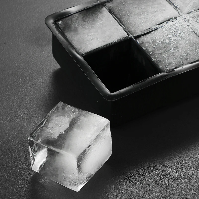 Ice Cube Tray Silicone Ice Mold Large Ice Cube Mold Square Ice Cube Maker Ice Cube Tray 4/6/8 Grid for Whiskey Cocktail Ice Mold
