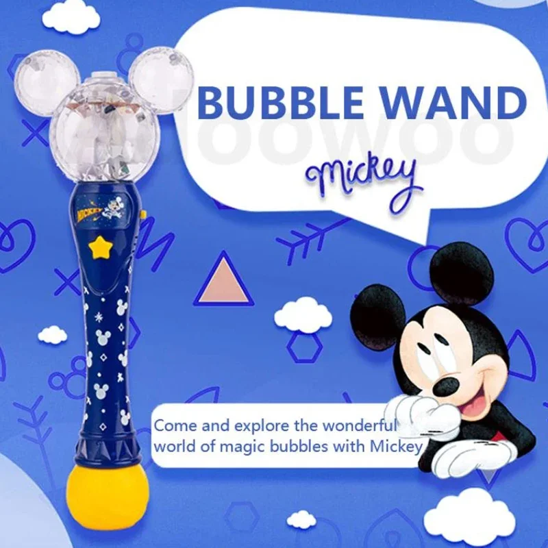 Disney  Cartoon Mickey Mouse Automatic Blowing Bubble Stick Lighting&music Waterproof Toy For Kids Girl toy Gifts