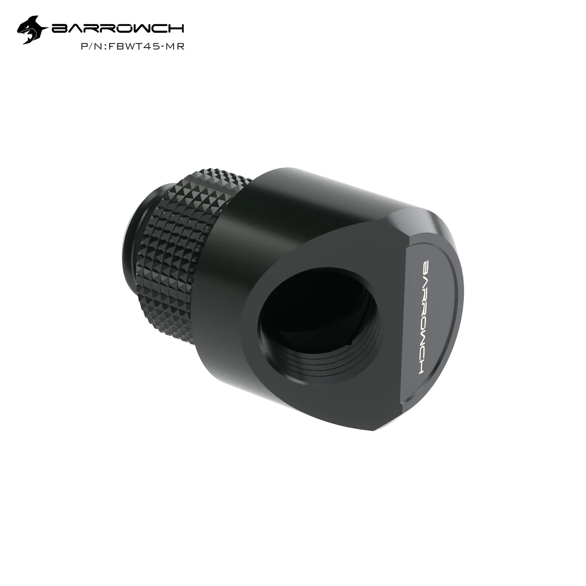 Barrowch 2pcs 45°/90° Rotary fittings Adapter \'G1/4\' thread black/silver  water cooling Adaptors Metal Male to Famale FBWT45-MR