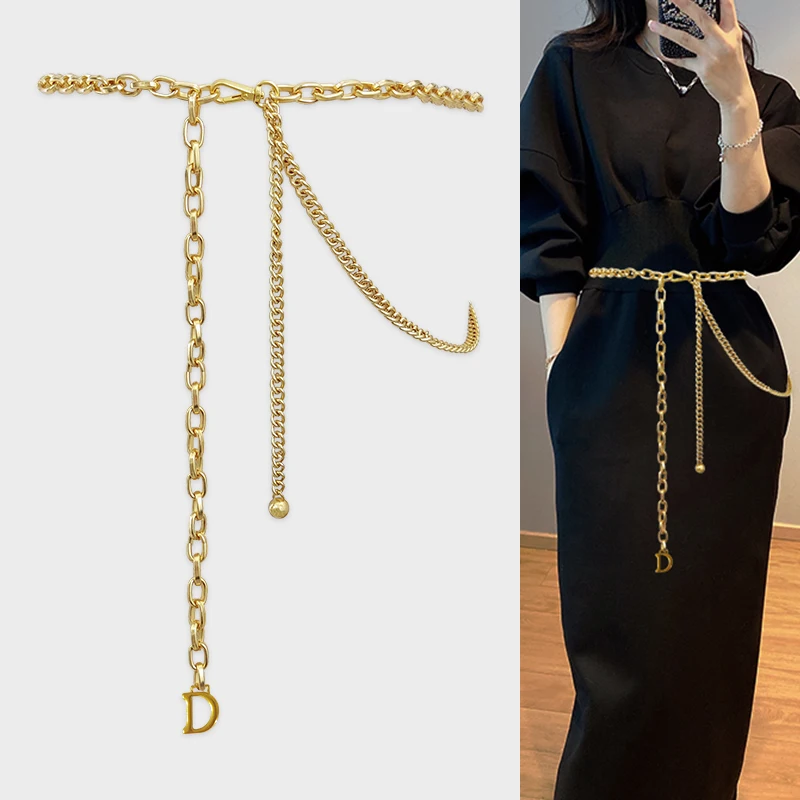 Gold Chain Belts For Women High Quality Luxury Brand Tassel Metal