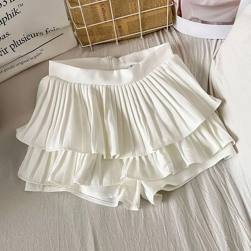 Spring Summer Oversized Solid Color Multilayer Cake Skirt Women Elastic High Waist Casual Fashion All-match Sweet A-line Skirts