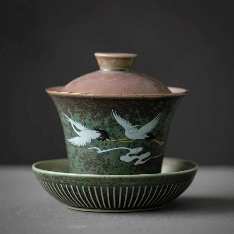 Anti-scald ceramic tea cover bowl with lid tea set