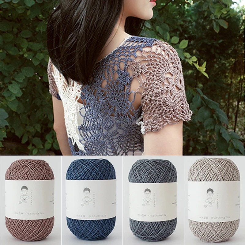 

50G/Ball DIY Home Textile Weaving Thread 100% Linen Yarn For Knitting Strands of Cotton and Linen Stitching Crochet Handmade