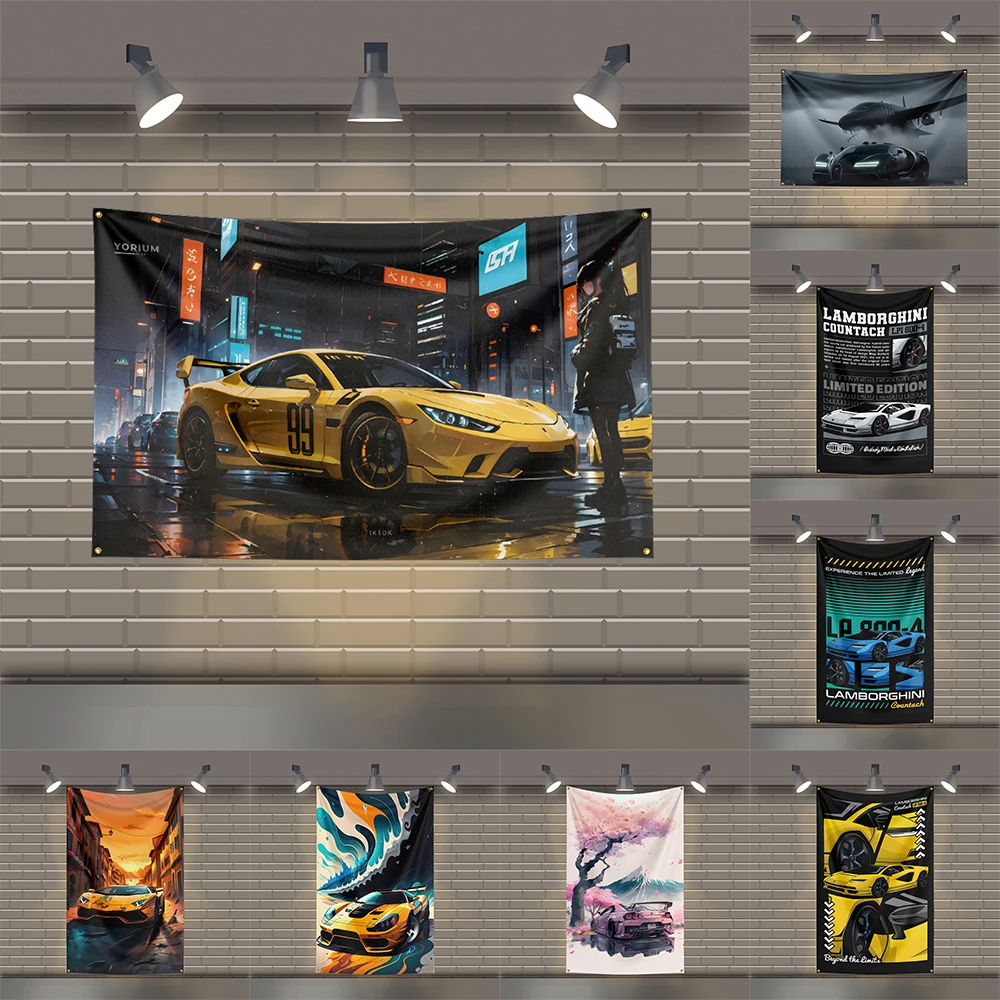 

3x5 Ft Lamborghini Flag Polyester Printed Car Flags for Room Garage Decor