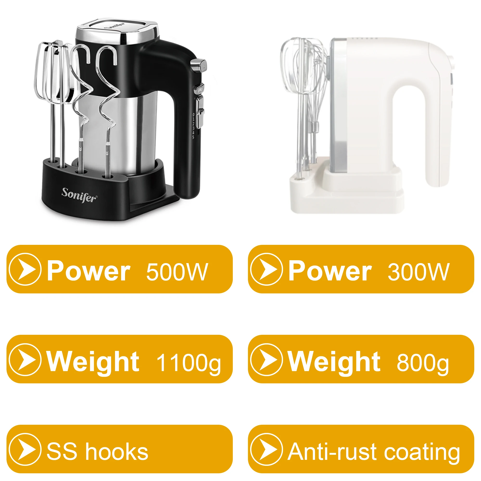 Food Mixer Electric Cuisine Kitchen Blender With Dough Hooks Chrome Egg Beater Hand Mixer Machine for Sweets Bakery Sonifer food mixer