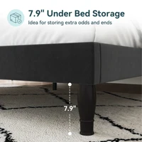 HOOMIC Full/Queen/King Size Velvet Bed Frame with Adjustable Tiara Headboard, Diamond Tufted Upholstered Platform Bed 5