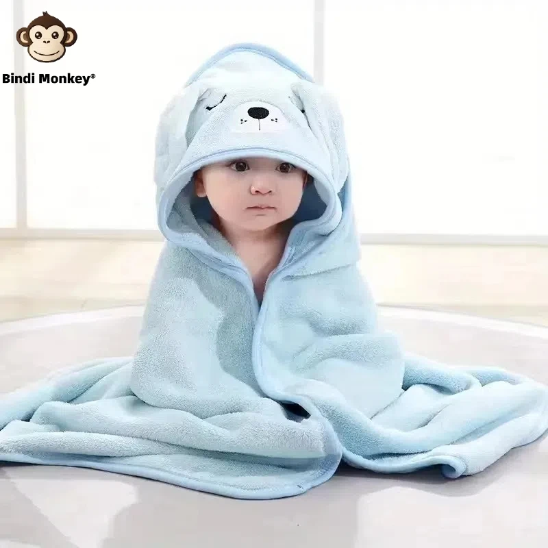 Animal Baby Coral Velvet Bathrobe Quick Absorbent Soft Hooded Warm Sleeping Robe Darling Cuddle Bath for Many Scenes