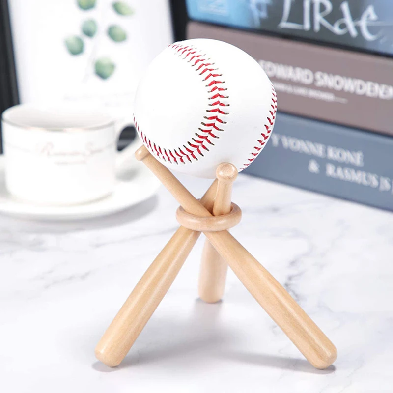 Mini Baseball Bat Bracket Baseball Holder Baseball Golf Tennis Ball Display Stand Souvenir Ball Wood Support Holder New